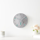 Horloge Ronde Plage de sable fin bleu turquoise (Maison)