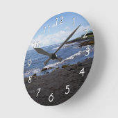 Horloge Ronde Plage de sable noir de Punalu'u Hawaii (Angle)