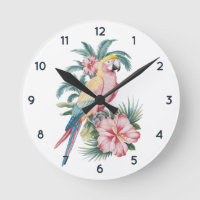Plage d'été tendance perroquet et fleurs d'Hibiscu