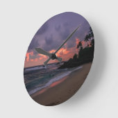 Horloge Ronde Plage romantique à Dusk (Angle)