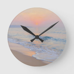 Horloge Ronde Plage sereine du coucher de soleil lueur de l'océa