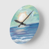 Horloge Ronde Plage Sunset Océan Surf de mer Soleil Cadeaux (Angle)