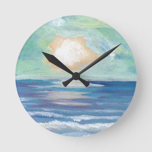 Horloge Ronde Plage Sunset Océan Surf de mer Soleil Cadeaux (Recto)