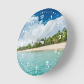 Horloge Ronde Plage Tropicale Frangée De Palmiers (Angle)