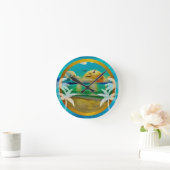 Horloge Ronde Plage tropicale moderne Palm Trees Sunset Vacances (Maison)
