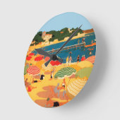 Horloge Ronde Plage vintage Côte d'Azur (Angle)