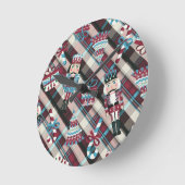 Horloge Ronde Plaid Blue Burgundy (Angle)