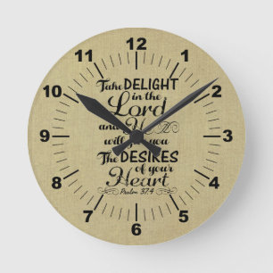 Horloge Ronde Plaisir dans le lord Psaume 37 4 Bible Verse