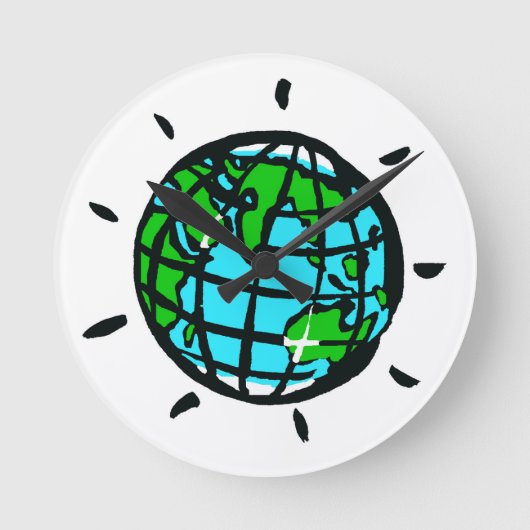 Horloge Ronde Planète graphique TERRE - Monde sauvage - (Recto)