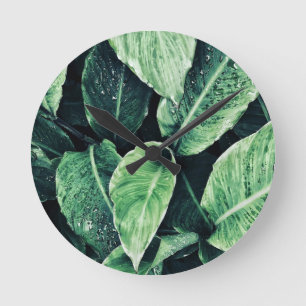 Horloge Ronde Plant Print Vert Kunst Green Art