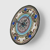 Horloge Ronde Plaque Talavera noir et bleu (Angle)