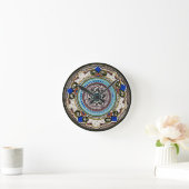 Horloge Ronde Plaque Talavera noir et bleu (Maison)