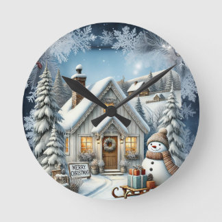 Horloge Ronde Plaques en papier de décor de Noël vintage unique