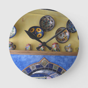 Horloge Ronde Plaques et poteries de cuisine mexicaine