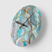 Horloge Ronde Plateau acrylique Turquoise Turquoise Geode Kintsu (Angle)