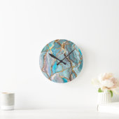 Horloge Ronde Plateau acrylique Turquoise Turquoise Geode Kintsu (Maison)