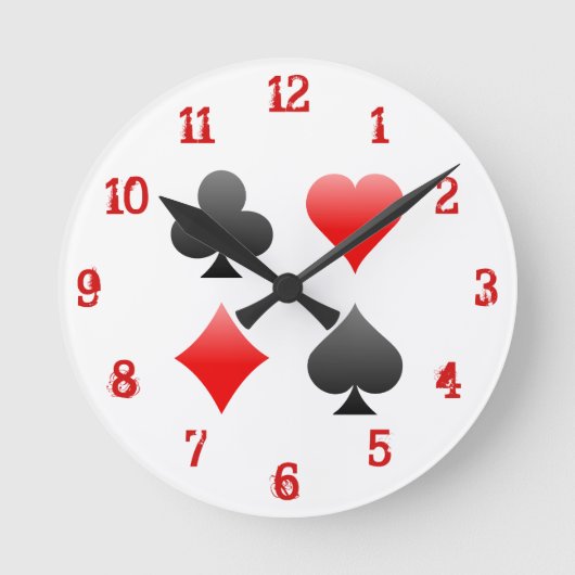 Horloge Ronde Playing Card Suits: Wall Clock (Recto)