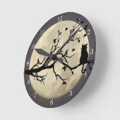 Horloge Ronde Pleine lune Chat Temps Whimsical (Angle)