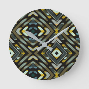 Horloge Ronde Plumes d'aigle Motif Terreux
