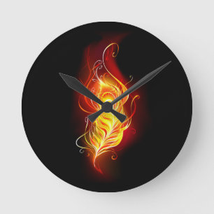 Horloge Ronde Plumes de paquetage de feu