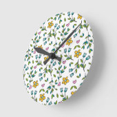 Horloge Ronde Plutôt Petit Fleur sauvage Fleur de prairie (Angle)
