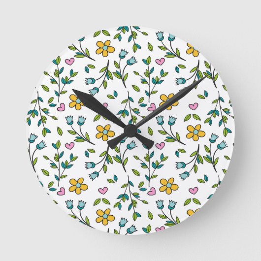 Horloge Ronde Plutôt Petit Fleur sauvage Fleur de prairie (Recto)
