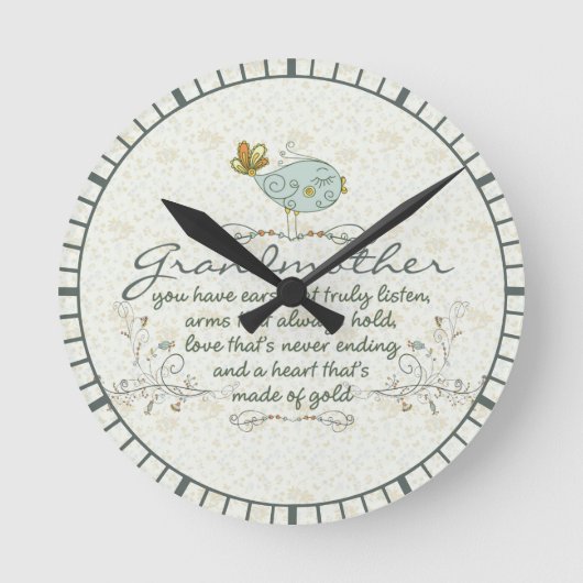 Horloge Ronde Poème grand-mère aux oiseaux (Recto)