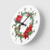 Horloge Ronde Poinsettia Holly Berry (Angle)