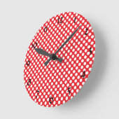 Horloge Ronde Pointe blanc et rouge (Angle)