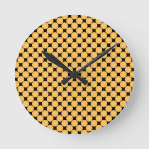 Horloge Ronde Pointe Polka Jaune Design Moderne