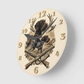 Horloge Ronde Pointer à poil dur , Logo Chasseur (Angle)