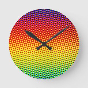 Horloge Ronde Points Festifs Arc-en-ciel Cool joyeux amusant col