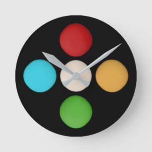 Horloge Ronde Points vert-bleu jaunes rouges à la mode élégants