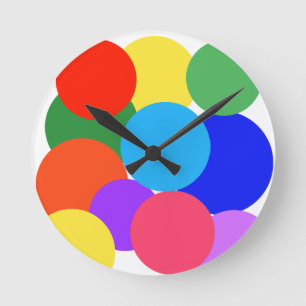 Horloge Ronde Pois arc-en-ciel