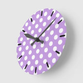 Horloge Ronde Pois blancs sur lilas (Angle)