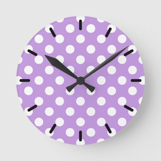 Horloge Ronde Pois blancs sur lilas (Recto)