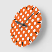 Horloge Ronde Pois blancs sur orange (Angle)