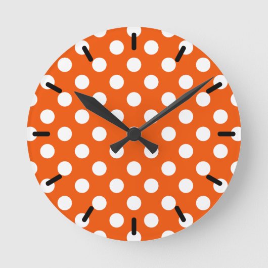 Horloge Ronde Pois blancs sur orange (Recto)