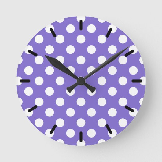 Horloge Ronde Pois blancs sur perwinkle (Recto)