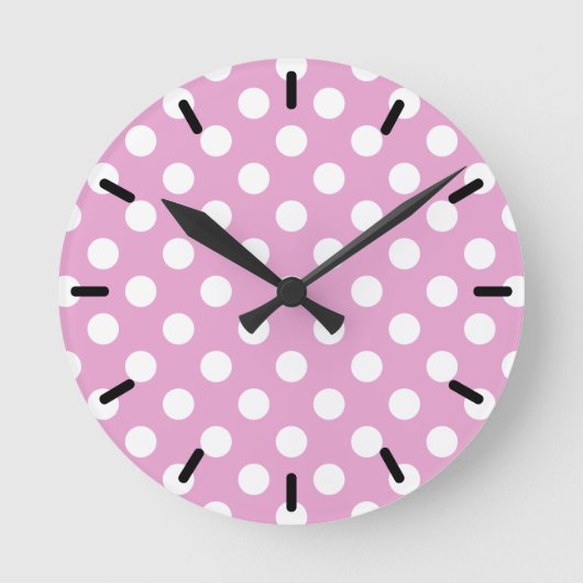 Horloge Ronde Pois blancs sur rose pâle (Recto)