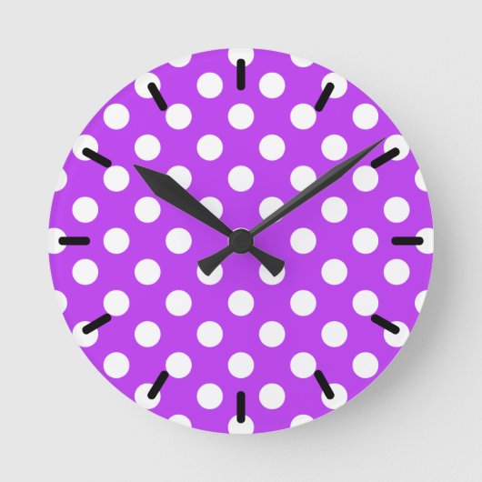 Horloge Ronde Pois blancs sur violet clair (Recto)