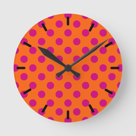 Horloge Ronde Pois Fuchsia orange (Recto)