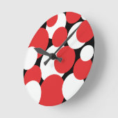 Horloge Ronde Pois noirs, blancs et rouges (Angle)