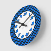 Horloge Ronde Pois noirs et bleus (Angle)