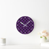Horloge Ronde Pois noirs sur prune violette (Maison)