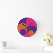 Horloge Ronde Pois orange, violet et rose chaud (Maison)