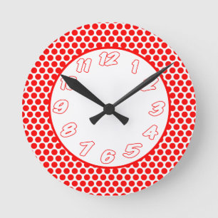 Horloge Ronde Pois rouges/blancs