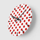 Horloge Ronde Pois rouges et blancs (Angle)