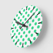 Horloge Ronde Pois verts et blancs (Angle)