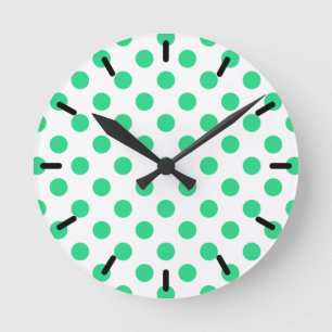 Horloge Ronde Pois verts et blancs